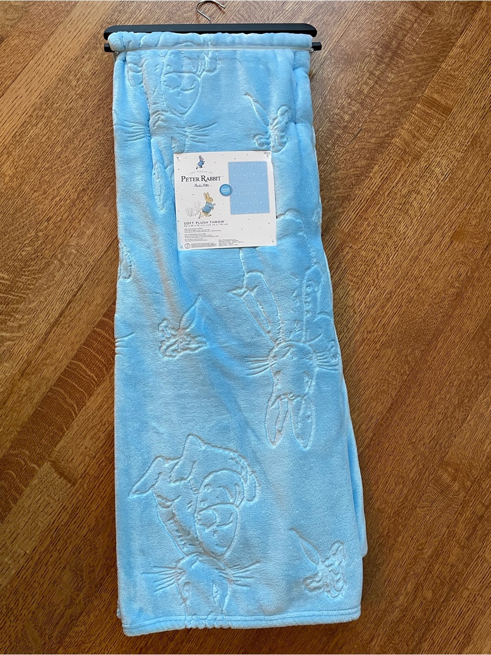 Peter Rabbit Beatrix Potter Soft Plush Throw Blanket 50x70 Blue Embossed Design